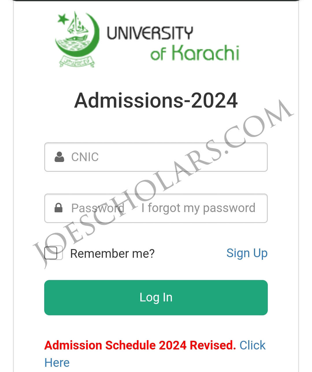 Karachi University Admission online application Portal for Under-Graduate Admissions 2024